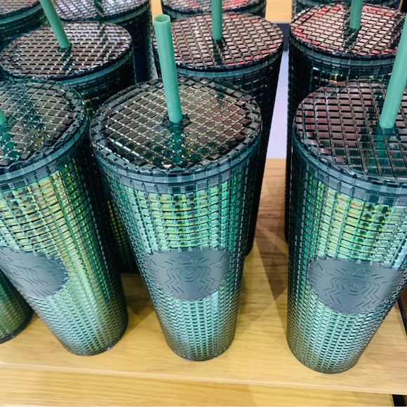 Starbucks Rainforest Green Grid Tumbler Iridescent Cold Cup Venti 24oz NWT 2022 - Picture 4 of 8